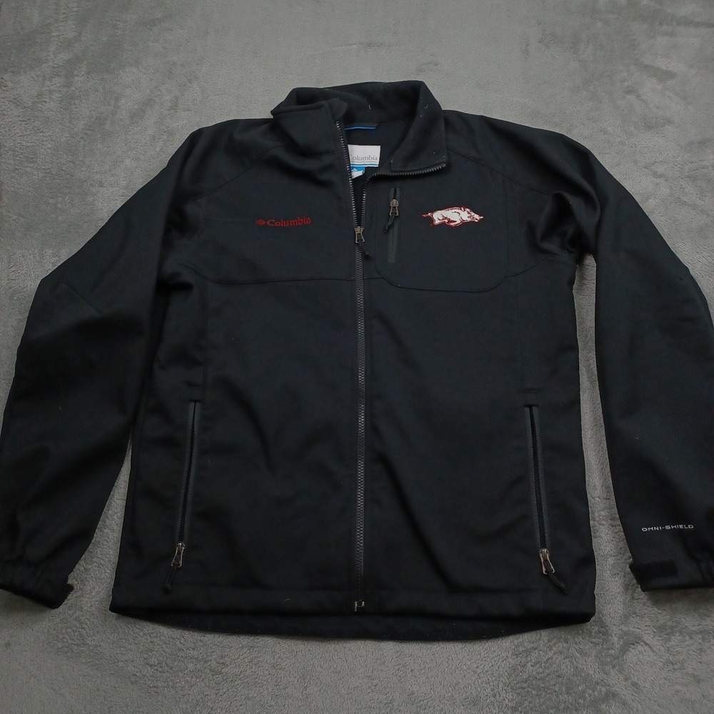 Arkansas Razorbacks Jacket Mens Medium Black Columbia Full Zip Outdoor